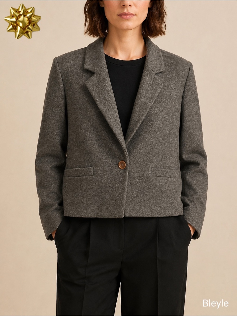 Bleyle Blazer 100% Wool Button Blazer Hip Pockets Gray Vintage Sz XS